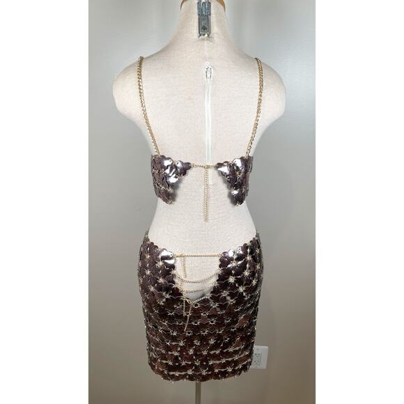 Santa Brands Flower Obsession Chainmail Purple Top and Mini Skirt Set One Size - Picture 11 of 12